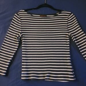 Ralph Lauren Navy White Striped Top